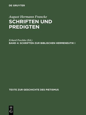 cover image of Schriften zur biblischen Hermeneutik I